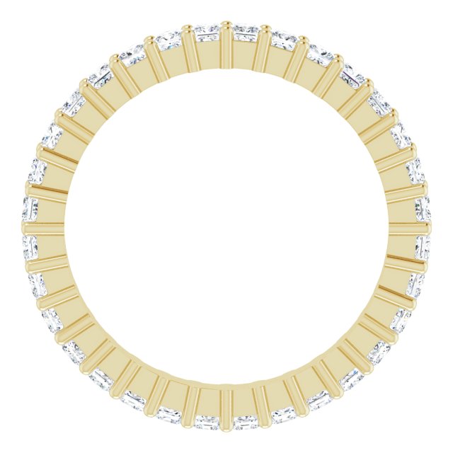 14K Gold Square Natural Diamond Shared-Prong Eternity Band – 1.75x1.75 mm Stones - Yellow Gold - view 2