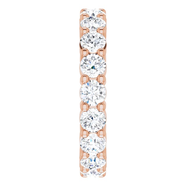 14K Gold Round Lab-Grown Diamond Shared-Prong Eternity Band – 3.4 mm Stones - Rose Gold - view 4