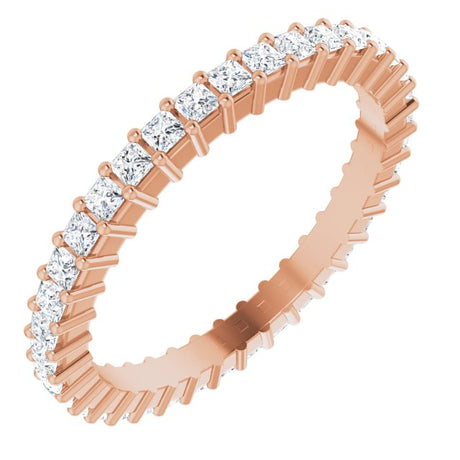 10K Gold Square Natural Diamond Shared-Prong Eternity Band – 1.5x1.5 mm Stones - Rose Gold