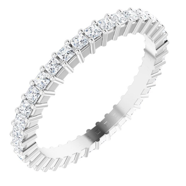 10K Gold Square Natural Diamond Shared-Prong Eternity Band – 1.5x1.5 mm Stones - White Gold