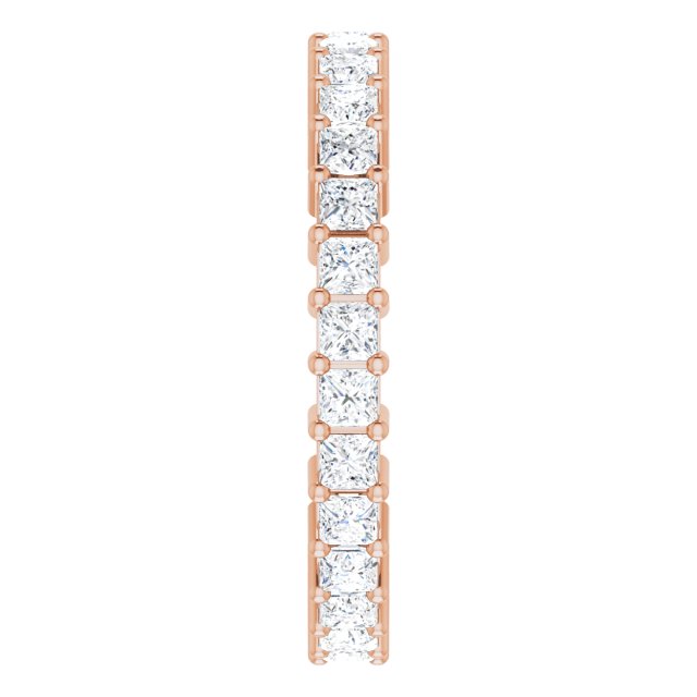 10K Gold Square Natural Diamond Shared-Prong Eternity Band – 2x2 mm Stones - Rose Gold - view 4