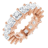 10K Gold Square Natural Diamond Shared-Prong Eternity Band – 4x4 mm Stones - Rose Gold