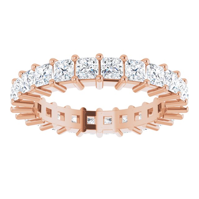 10K Gold Square Lab-Grown Diamond Shared-Prong Eternity Band – 2.5x2.5 mm Stones - Rose Gold - view 3