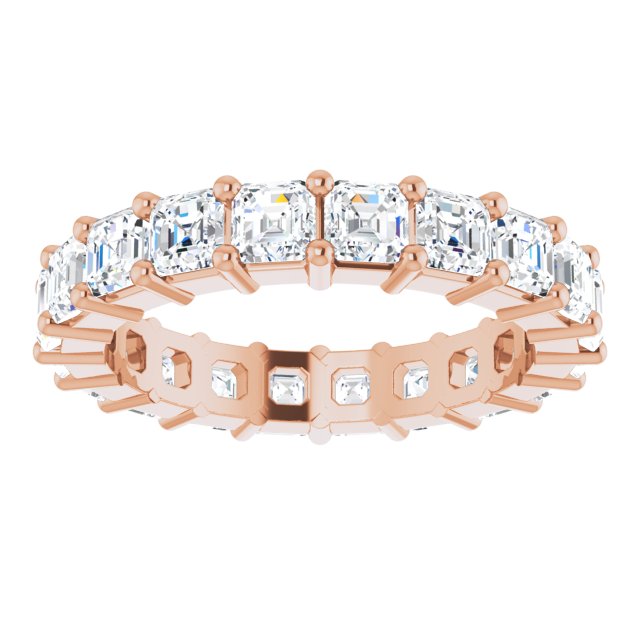 14K Gold Asscher Lab-Grown Diamond Shared-Prong Eternity Band – 3x3 mm Stones - Rose Gold - view 3
