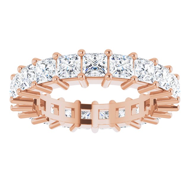 10K Gold Square Lab-Grown Diamond Shared-Prong Eternity Band – 3x3 mm Stones - Rose Gold - view 3