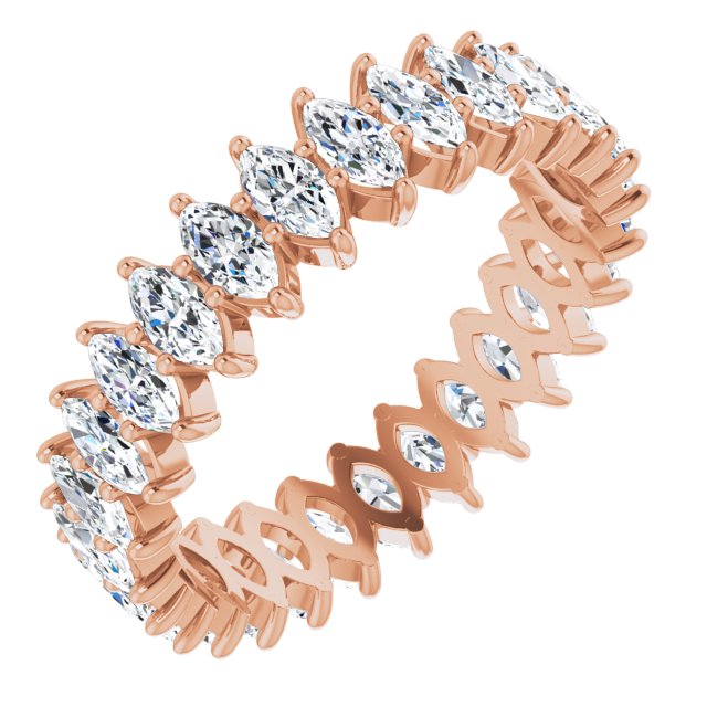 14K Gold Marquise Lab-Grown Diamond Shared-Prong Eternity Band – 4x2 mm Stones - Rose Gold