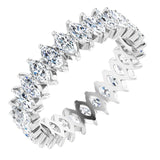 Platinum Marquise Natural Diamond Shared-Prong Eternity Band – 4x2 mm Stones