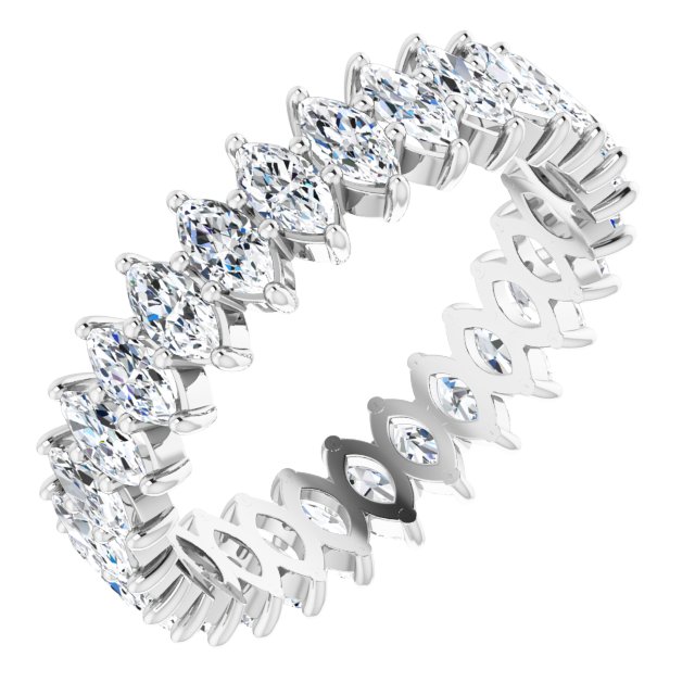 14K Gold Marquise Lab-Grown Diamond Shared-Prong Eternity Band – 4x2 mm Stones - White Gold