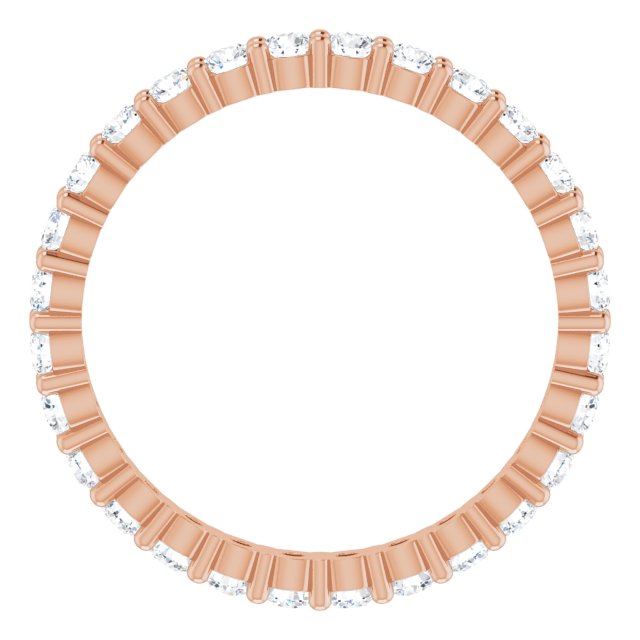 10K Gold Round Natural Diamond Shared-Prong Eternity Band – 2 mm Stones - Rose Gold - view 2
