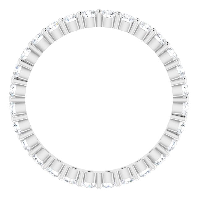 10K Gold Round Lab-Grown Diamond Shared-Prong Eternity Band – 2 mm Stones - White Gold - view 2