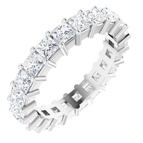 10K Gold Square Natural Diamond Shared-Prong Eternity Band – 2.75x2.75 mm Stones - White Gold