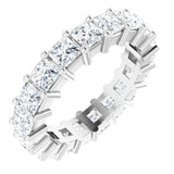 10K Gold Square Lab-Grown Diamond Shared-Prong Eternity Band – 3.25x3.25 mm Stones - White Gold