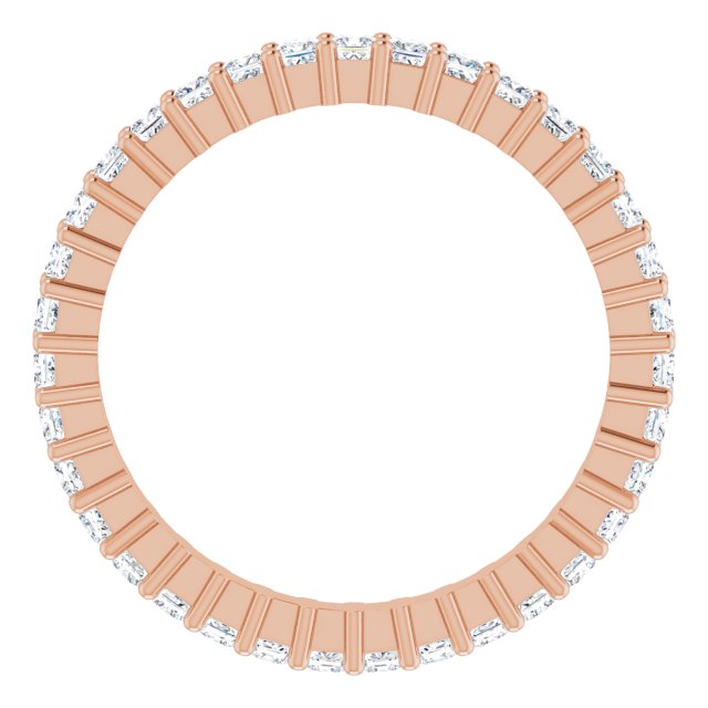10K Gold Square Natural Diamond Shared-Prong Eternity Band – 1.5x1.5 mm Stones - Rose Gold - view 2