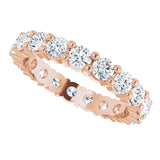 10K Gold Round Natural Diamond Shared-Prong Eternity Band – 3 mm Stones - Rose Gold - view 5
