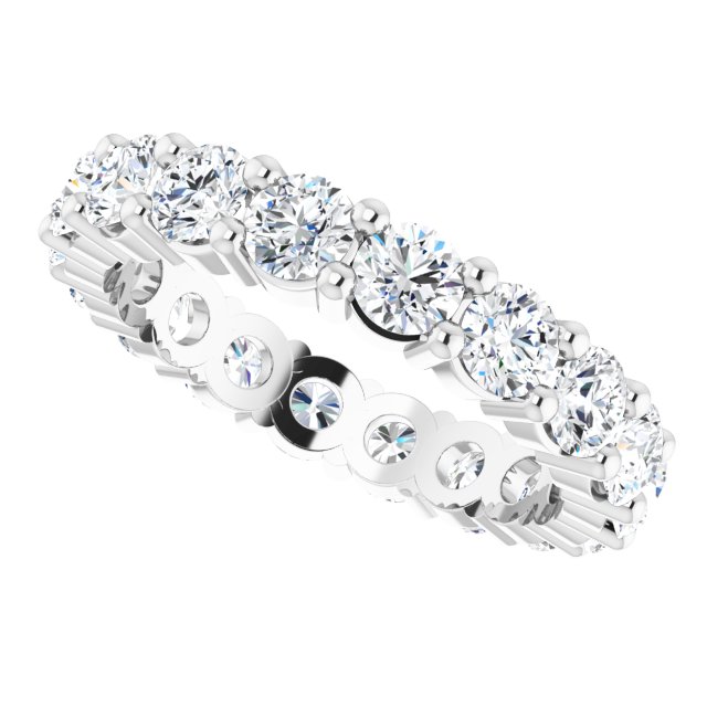 10K Gold Round Natural Diamond Shared-Prong Eternity Band – 3.4 mm Stones - White Gold - view 5
