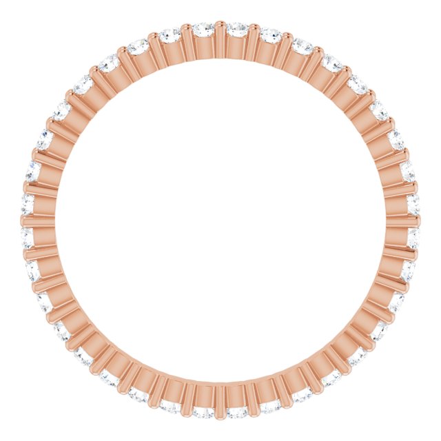 10K Gold Round Lab-Grown Diamond Shared-Prong Eternity Band – 1.5 mm Stones - Rose Gold - view 2