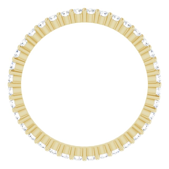 14K Gold Round Lab-Grown Diamond Shared-Prong Eternity Band – 1.5 mm Stones - Yellow Gold - view 2