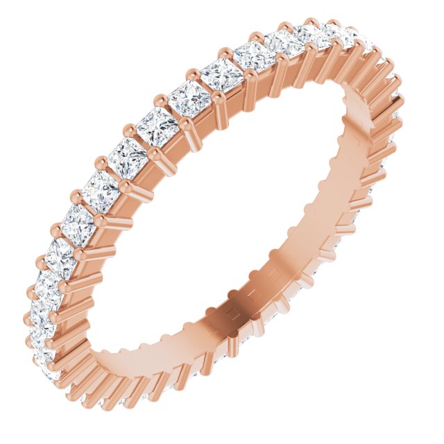 14K Gold Square Natural Diamond Shared-Prong Eternity Band – 1.5x1.5 mm Stones - Rose Gold
