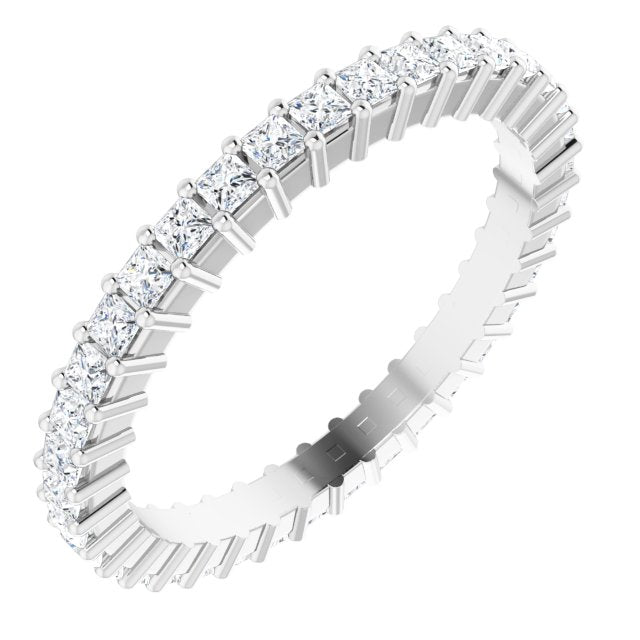 10K Gold Square Natural Diamond Shared-Prong Eternity Band – 1.5x1.5 mm Stones - White Gold