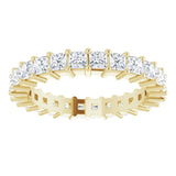 14K Gold Square Natural Diamond Shared-Prong Eternity Band – 2.25x2.25 mm Stones - Yellow Gold - view 3