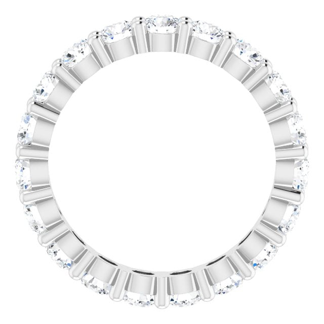 10K Gold Round Natural Diamond Shared-Prong Eternity Band – 3.2 mm Stones - White Gold - view 2