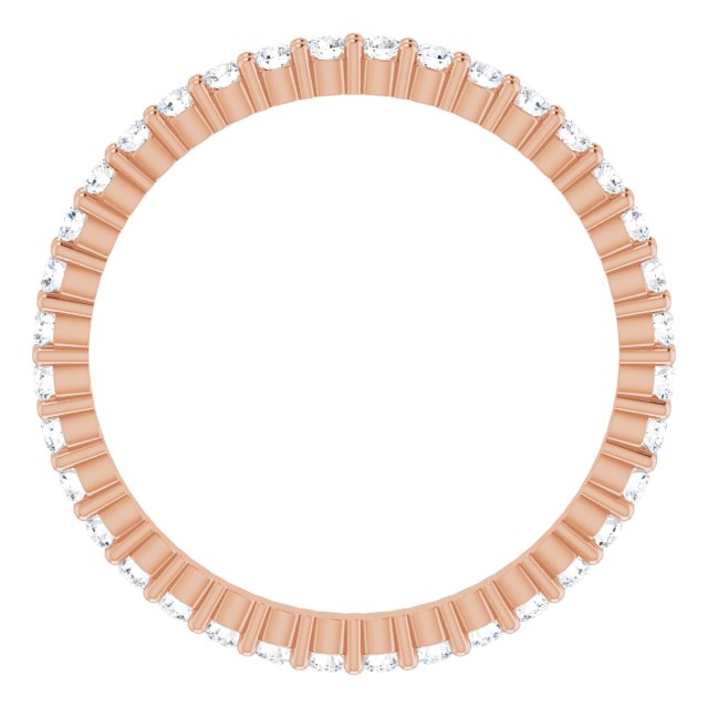 10K Gold Round Natural Diamond Shared-Prong Eternity Band – 1.5 mm Stones - Rose Gold - view 2