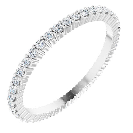 10K Gold Round Lab-Grown Diamond Shared-Prong Eternity Band – 1.3 mm Stones - White Gold