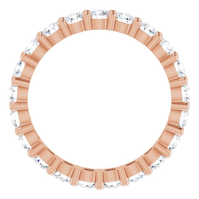 10K Gold Round Natural Diamond Shared-Prong Eternity Band – 2.75 mm Stones - Rose Gold - view 2