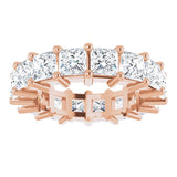 10K Gold Square Lab-Grown Diamond Shared-Prong Eternity Band – 4x4 mm Stones - Rose Gold - view 3