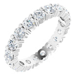 10K Gold Round Natural Diamond Shared-Prong Eternity Band – 3 mm Stones - White Gold