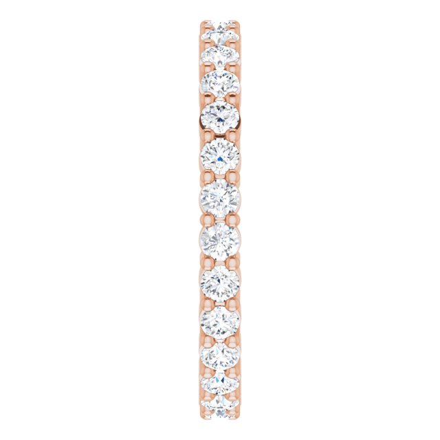 10K Gold Round Lab-Grown Diamond Shared-Prong Eternity Band – 2 mm Stones - Rose Gold - view 4