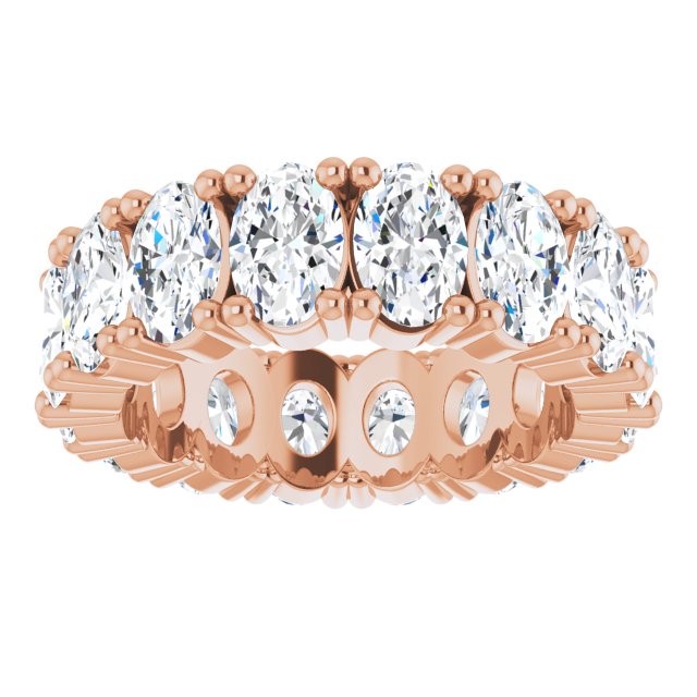 10K Gold Oval Lab-Grown Diamond Shared-Prong Eternity Band – 6x4 mm Stones - Rose Gold - view 3