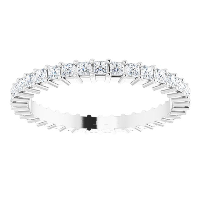 10K Gold Square Natural Diamond Shared-Prong Eternity Band – 1.5x1.5 mm Stones - White Gold - view 3