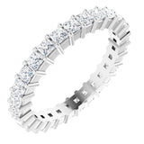 10K Gold Square Lab-Grown Diamond Shared-Prong Eternity Band – 2x2 mm Stones - White Gold