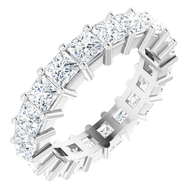10K Gold Square Natural Diamond Shared-Prong Eternity Band – 3.25x3.25 mm Stones - White Gold