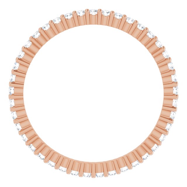 10K Gold Round Lab-Grown Diamond Shared-Prong Eternity Band – 1.3 mm Stones - Rose Gold - view 2