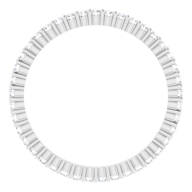 10K Gold Round Lab-Grown Diamond Shared-Prong Eternity Band – 1.3 mm Stones - White Gold - view 2