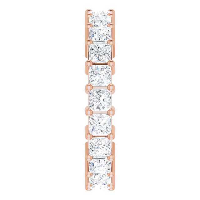 10K Gold Square Lab-Grown Diamond Shared-Prong Eternity Band – 2.75x2.75 mm Stones - Rose Gold - view 4