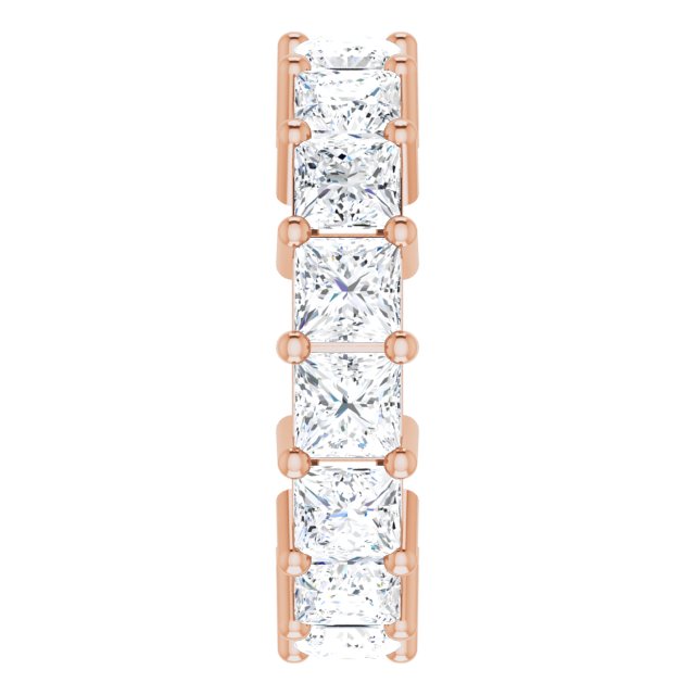 10K Gold Square Lab-Grown Diamond Shared-Prong Eternity Band – 4x4 mm Stones - Rose Gold - view 4