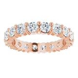 10K Gold Round Natural Diamond Shared-Prong Eternity Band – 3.2 mm Stones - Rose Gold - view 3
