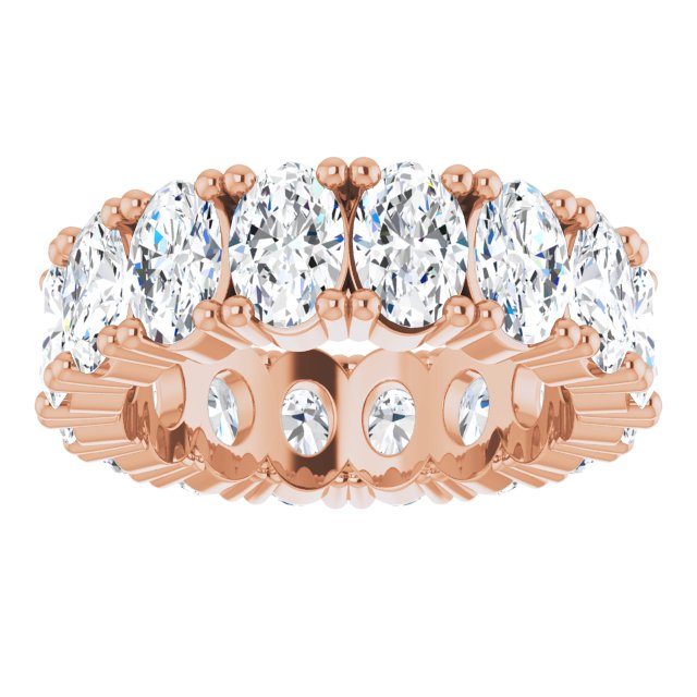 10K Gold Oval Lab-Grown Diamond Shared-Prong Eternity Band – 6x4 mm Stones - Rose Gold - view 3