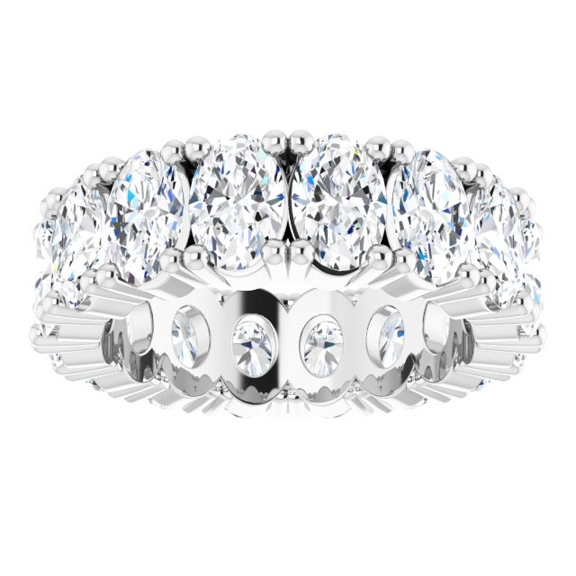 10K Gold Oval Lab-Grown Diamond Shared-Prong Eternity Band – 6x4 mm Stones - White Gold - view 3