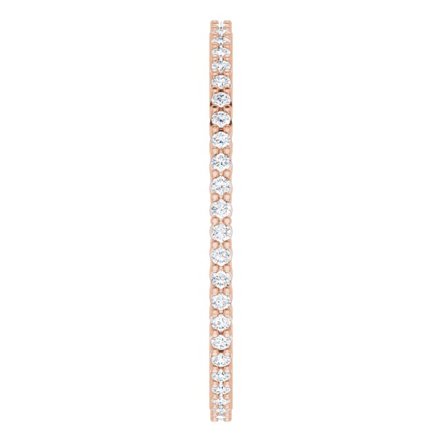 10K Gold Round Lab-Grown Diamond Shared-Prong Eternity Band – 1 mm Stones - Rose Gold - view 4