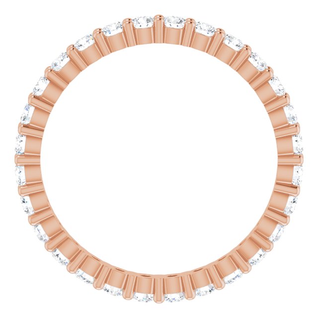10K Gold Round Natural Diamond Shared-Prong Eternity Band – 2 mm Stones - Rose Gold - view 2