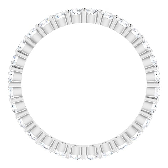 10K Gold Round Natural Diamond Shared-Prong Eternity Band – 2 mm Stones - White Gold - view 2