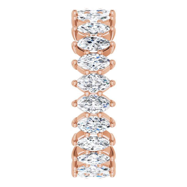 14K Gold Marquise Lab-Grown Diamond Shared-Prong Eternity Band – 4.25x2.25 mm Stones - Rose Gold - view 4