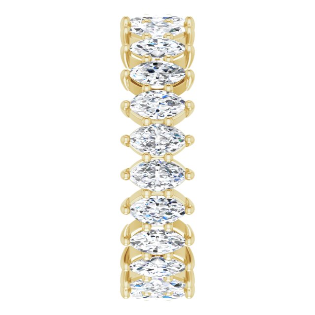 14K Gold Marquise Natural Diamond Shared-Prong Eternity Band – 4.25x2.25 mm Stones - Yellow Gold - view 4