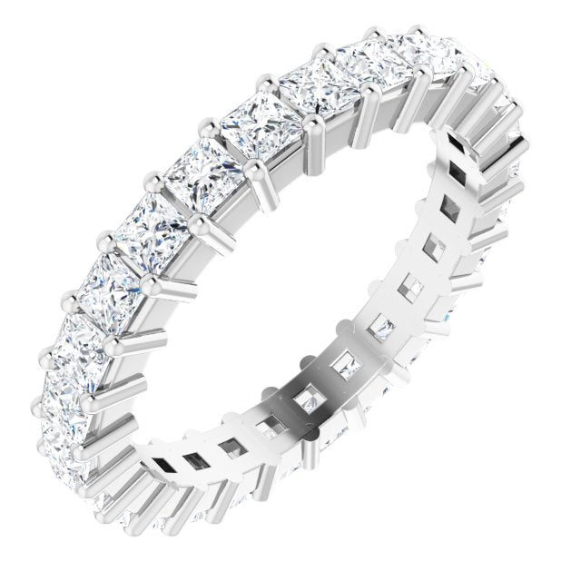 14K Gold Square Lab-Grown Diamond Shared-Prong Eternity Band – 2.25x2.25 mm Stones - White Gold