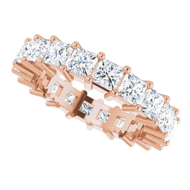 10K Gold Square Natural Diamond Shared-Prong Eternity Band – 3.25x3.25 mm Stones - Rose Gold - view 5