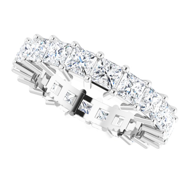 10K Gold Square Natural Diamond Shared-Prong Eternity Band – 3.25x3.25 mm Stones - White Gold - view 5